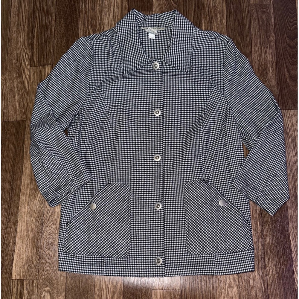 Requirements Black White Gingham‎ Check Button Front Jacket Size L